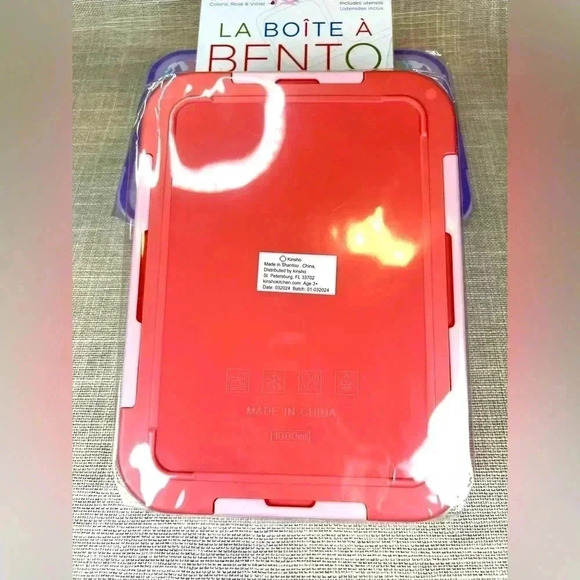 NEW 2 pk Bento Box Kinsho BPA free 34 fl oz w/utensils unicorns and bird prints - Picture 7 of 7